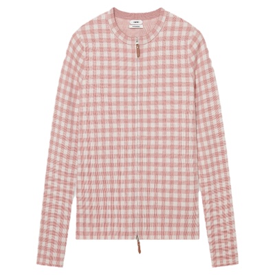 IMMI25格纹羊毛拉链圆领开衫外套