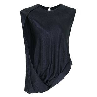 IDPAN醋纤上衣夏季新款肌理感无袖背心静奢风松弛感通勤T恤女