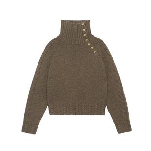 LLANO彩点绞花高领针织99羊毛毛衣厚实复古慵懒叠穿外套女秋冬季