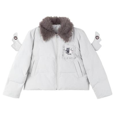 KEIKO狐狸毛绒翻领加厚面包服