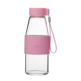雅集玻璃杯水杯户外便携杯子创意透明可爱随手杯女带盖易拧茶杯
