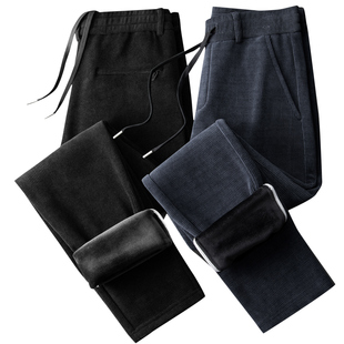 罗蒙男士加绒裤子男款秋冬季灯芯绒加厚保暖男裤宽松直筒休闲长裤