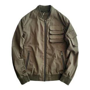 西里布立领飞行员夹克衫棒球服多袋工装外套男咔叽复古休闲非rrl