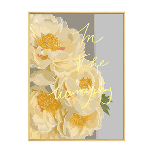 ins奶油风花卉数字油画diy填充填色手工绘芍药牡丹花丙烯画装饰画