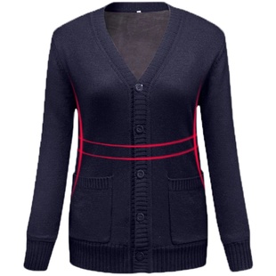 护士毛衣女开衫工作服外套藏蓝色医院加绒加厚保暖抗起球夜班外穿