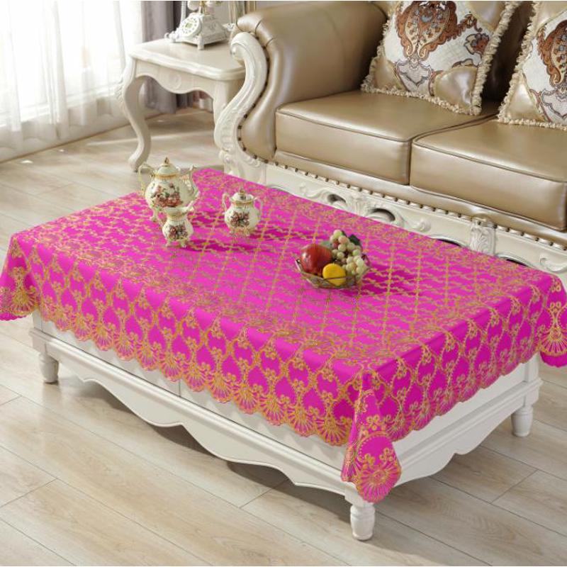 欧式茶几垫烫金桌布防水防烫长方形PVC简约现代免洗塑料餐桌台布