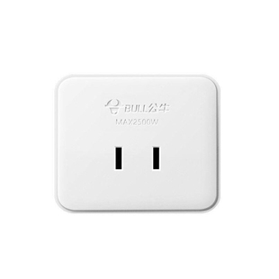 公牛明装插座二脚10A扁圆两孔2眼单相墙壁插板小型三眼不带线正品