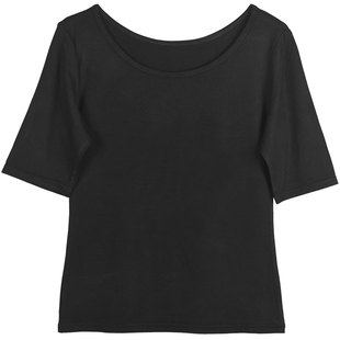 中袖打底衫女内搭春季夏低领五分袖5分半袖舞蹈上衣莫代尔t恤修身