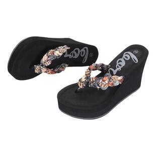 Boree/宝人人字拖女外穿新款坡跟水钻超高跟10cm时尚夹脚增高拖鞋