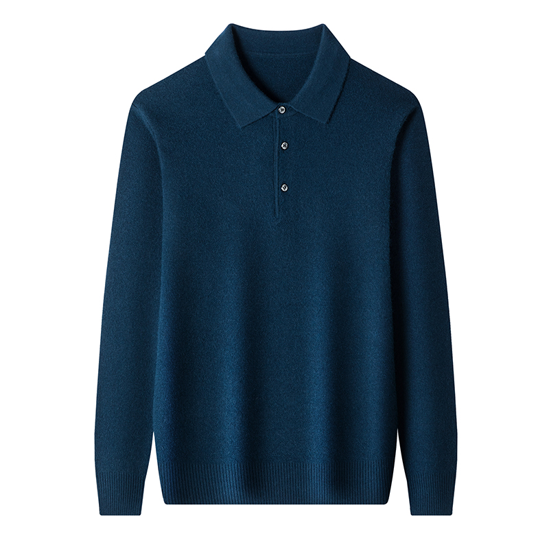 浙江嘉兴桐乡濮院精仿羊毛衫男士冬季翻领羊绒衫中年加厚精品毛衣