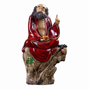 石湾全瓷摆件中式陶瓷人物装饰摆件禅意倒流香 可放香 达摩祖师