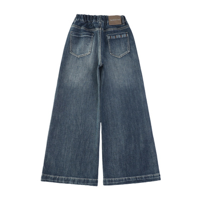 女童冬装绣花加绒牛仔裤