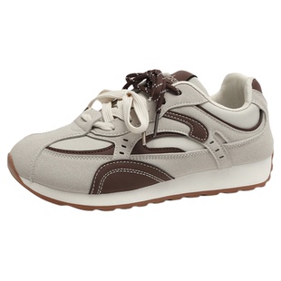 人本阿甘鞋女款2026春秋季新款设计感小众厚底增高运动皮面德训鞋