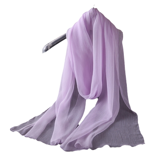 高档妈妈真丝丝巾女2025春秋冬薄款时尚披肩桑蚕丝围巾浅紫罗兰色