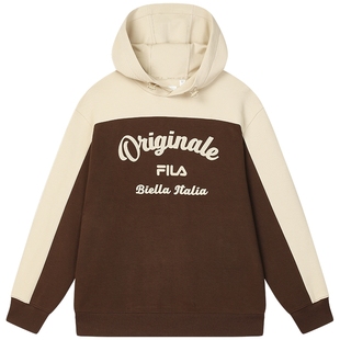 【易烊千玺同款】FILA 斐乐官方男子连帽卫衣2025春新款拼色上衣