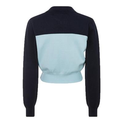 简约休闲拼色长袖拉链开衫上衣