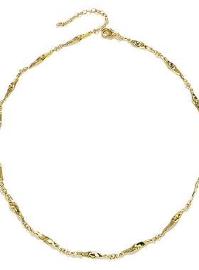 小众水滴米粒珍珠扭片镀金项链女