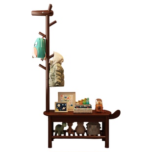 小鹿挂衣架落地卧室儿童实木床头柜衣帽架一体次净衣挂书包置物架