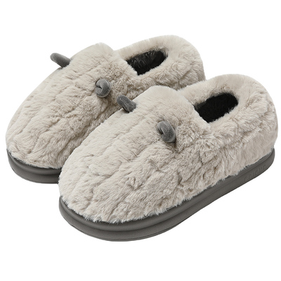 红豆棉拖鞋男款冬季全包跟室内家居2025新款毛毛加绒保暖棉鞋男士