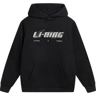 李宁卫衣女新款宽松长袖情侣黑色上衣连帽复古套头衫休闲男运动服