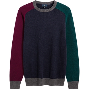 Brooks Brothers/布克兄弟男士25秋冬新品纯棉拼色设计感针织毛衣