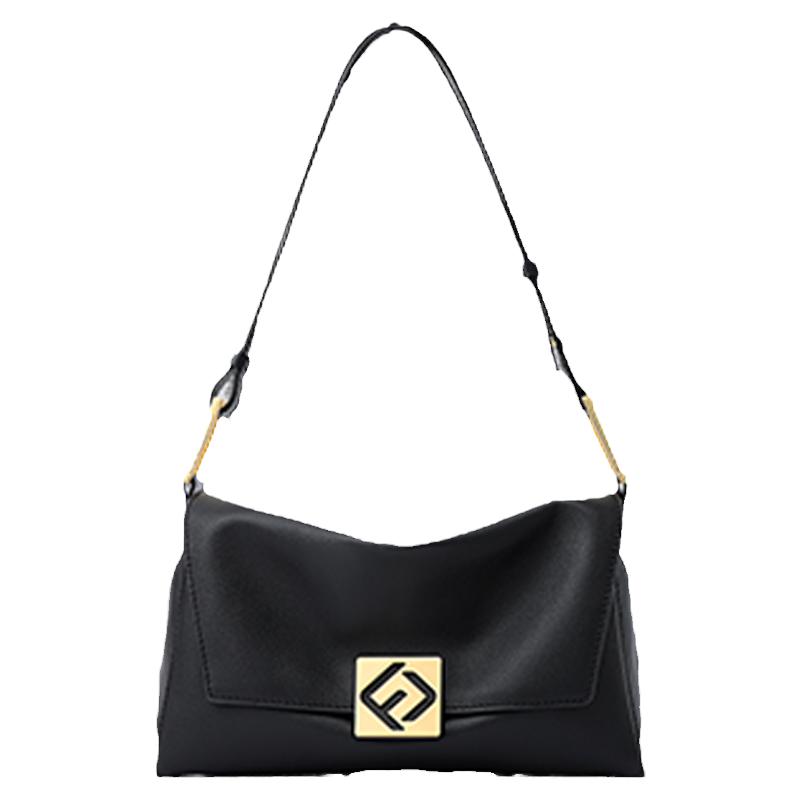 Fion/菲安妮真皮腋下包新款斜挎女包包精致轻奢单肩叠叠法棍软包