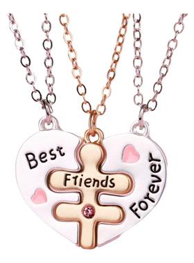 三人专属闺蜜项链拼接爱心吊坠