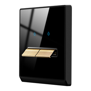 森尔拨动复位开关插座套餐86型墙壁暗装轻点开关钢化玻璃五孔面板