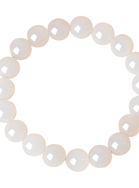 凤飞凰和田羊脂白玉圆珠手串女款