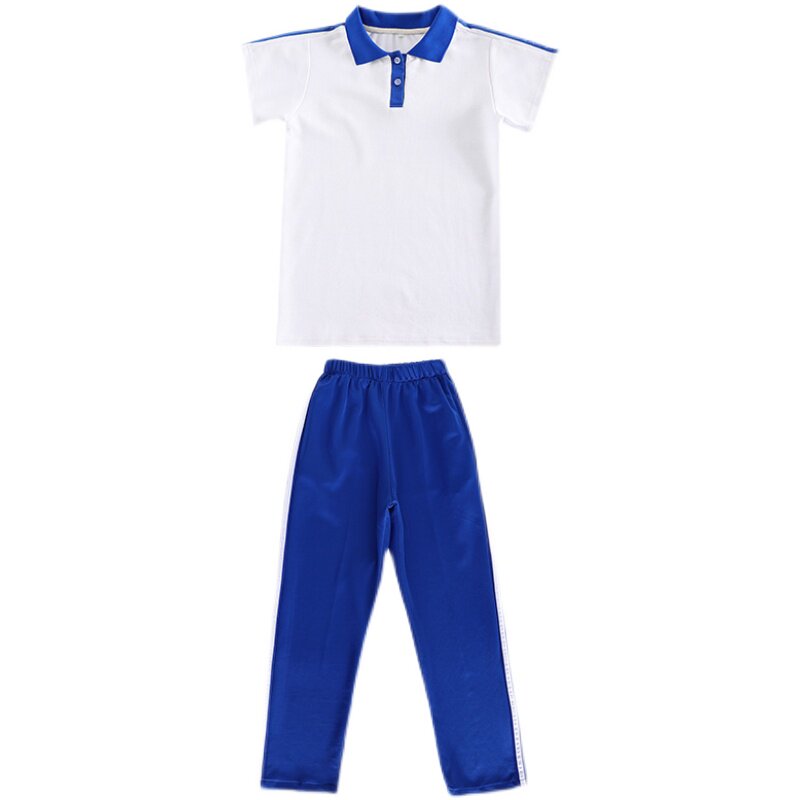 夏季蓝白校服中小学生短袖运动会开幕式班服团体服幼儿园园服套装