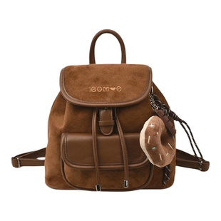 梦幻森林小众包包奶茶色双肩包女时尚百搭通勤包小型户外休闲背包