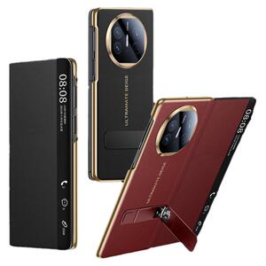 金属折叠旋转支架翻盖真皮适用华为matex6手机壳新款高级感x5典藏版全包镜头中轴防摔手机套matex3折叠保护套