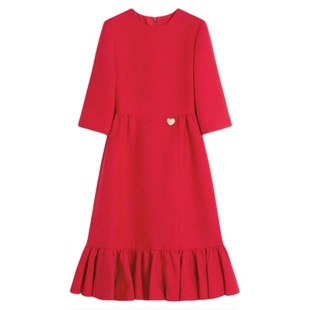 [季末优惠]华伦天奴VALENTINO女士 CREPE COUTURE 迷笛连衣裙