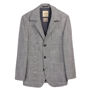 【英伦黑白亲王格】CULTUM秋冬意式经典西装领法式夹克男休闲外套