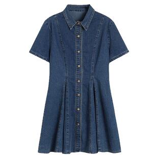 2026夏款胖莹莹大码女装胖mm减龄复古收腰显瘦牛仔小个子连衣裙