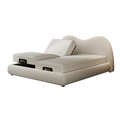 全自动智能羊羔绒布艺床意式轻奢小户型主卧落地储物床电动床架床