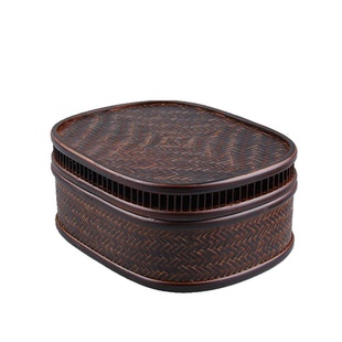 日式竹编大漆茶具收纳筐 茶叶收纳篮子 竹编盒 漆器 茶道零配包邮