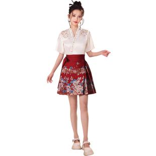 2025新款小个子改良女新中式日常短马面裙仿妆花织金汉元素中国风