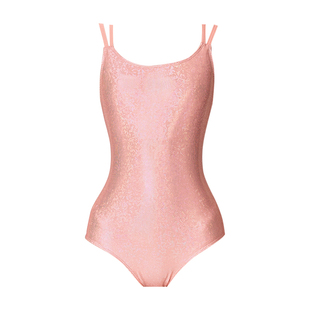 2026新款连体竞速泳衣女款游泳馆专用绝美高级感橘粉水晶泳装