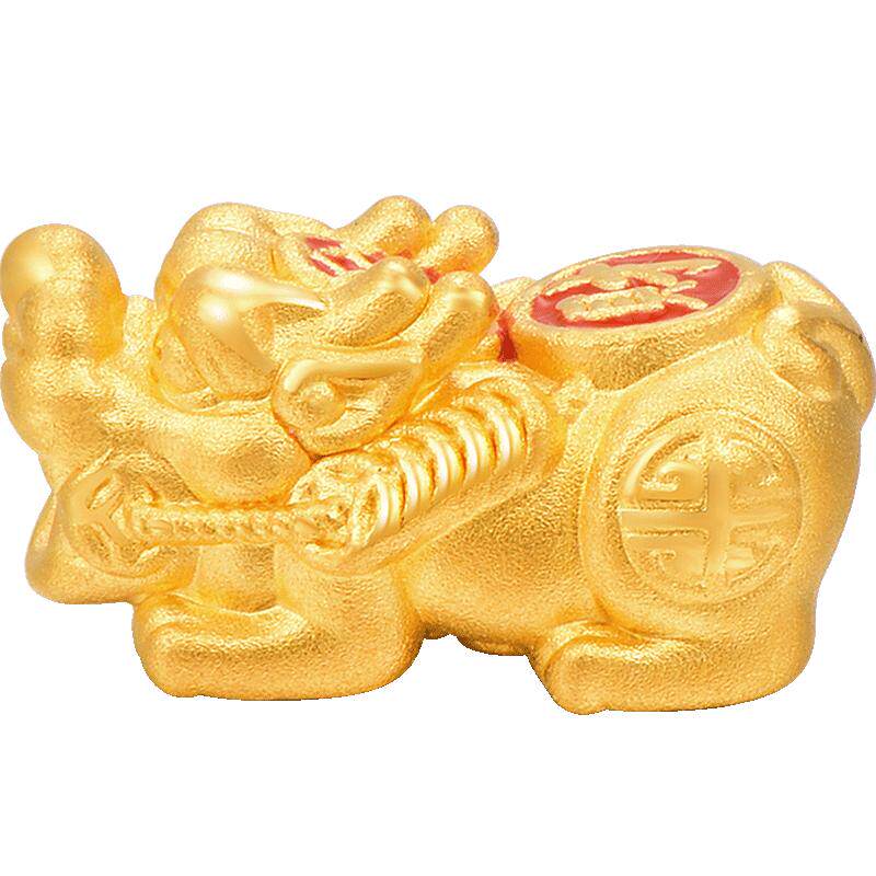 明牌珠宝烤彩貔貅手串3d硬金