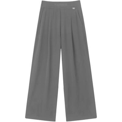 太平鸟黑色高腰西装裤2025年春夏新款阔腿直筒休闲裤A1GBF1434