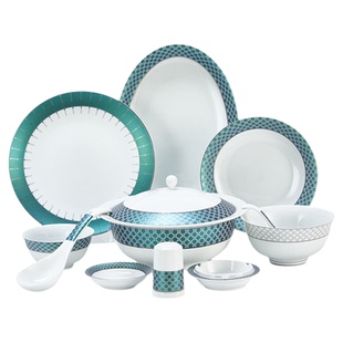 红叶陶瓷官方高温瓷餐具套装釉上万华鎏金散件家用汤碗盘碟汤碗