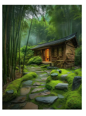 轻熟优雅自粘竹林治愈系装饰画
