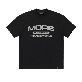 Makemore短袖T恤男*微光碎钻高级立体视觉新款纯棉白色情侣上衣女