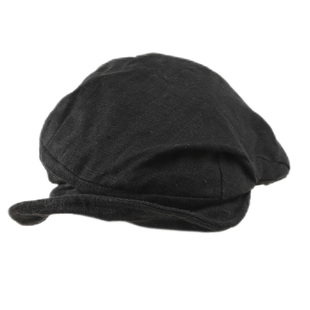 复古日系棉麻贝雷帽子女款设计感小众显脸小报童帽百搭八角帽黑色