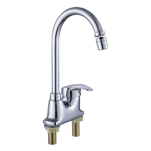 家用混合水龙头陶瓷盆双联龙头冷热加高水龙头面盆双孔洗脸盆龙头