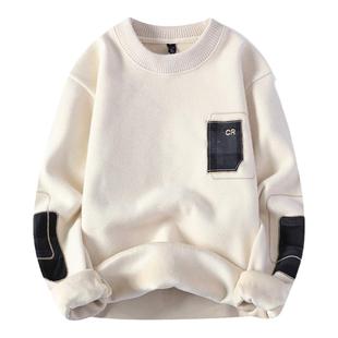 啄木鸟毛衣男士2026新款针织衫韩版宽松加厚加绒保暖衣圆领打底衫