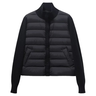 韩系立领针织拼接白鸭绒羽绒服女2025冬季新款轻薄保暖短款外套潮