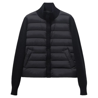 立领毛衣拼接轻便排骨白鸭绒外套