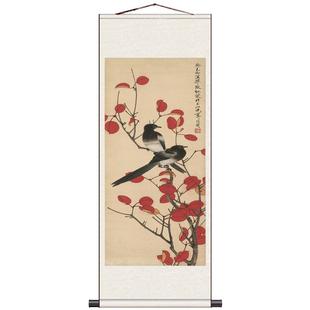 于飞丝绢画国画名家字画客厅书法背景房间新中式花鸟茶楼挂画